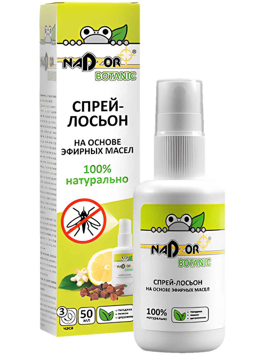 Спрей на эфирных маслах Nadzor Botanic от комаров, мошек, слепней