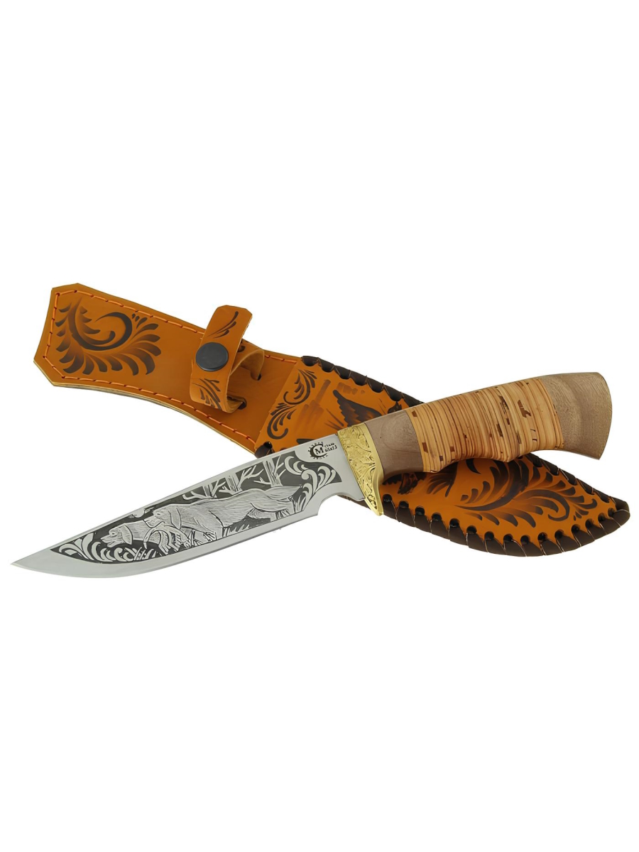 Нож Легионер, ст.65х13, береста, литье, гравировка 