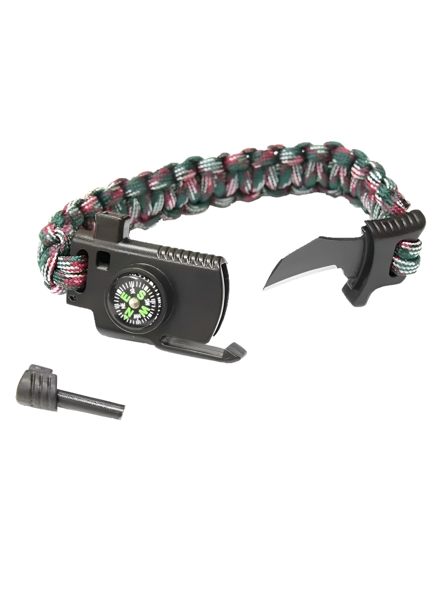 Браслет ''СЛЕДОПЫТ'' паракорд, свисток, компас, лезвие и огниво