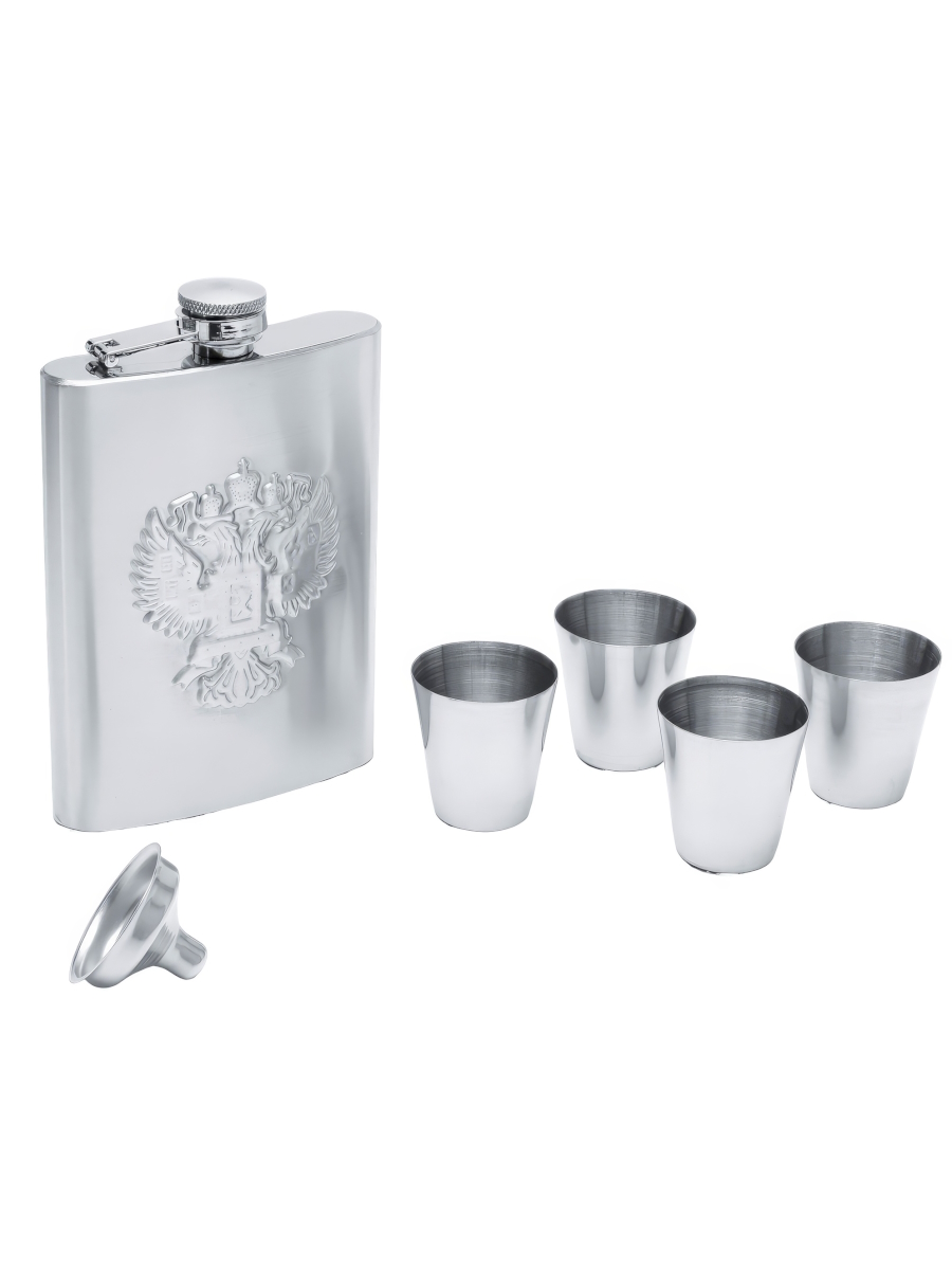 Подарочный набор ''Герб России'': фляжка 240мл, воронка, 4 стопки