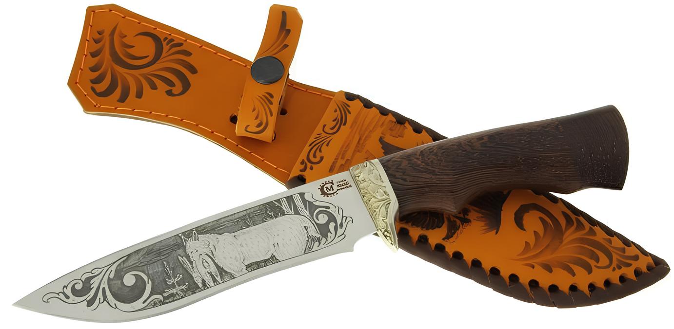 Нож Близнец, кован ст95х18, венге, литье, гравировка