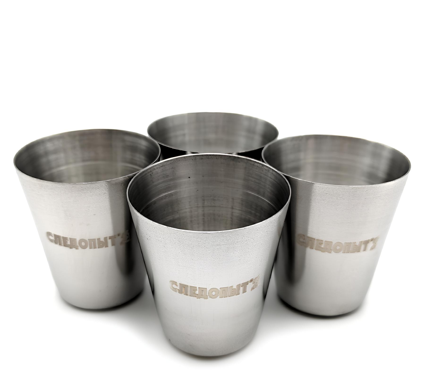 Рюмка «СЛЕДОПЫТ» 20 мл, в кожаной тубе (4 шт)