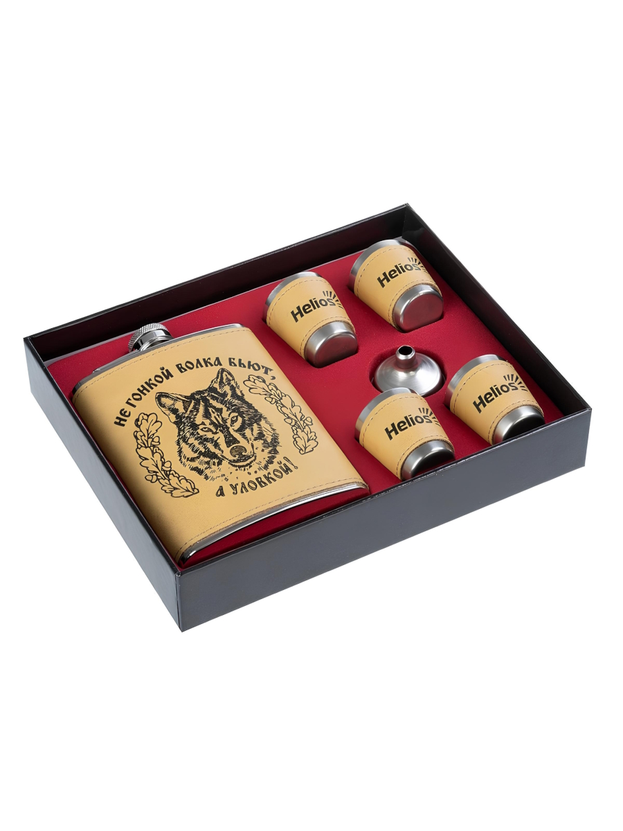 Набор Волк (фляжка 240 мл + 4 стопки 50 мл) 