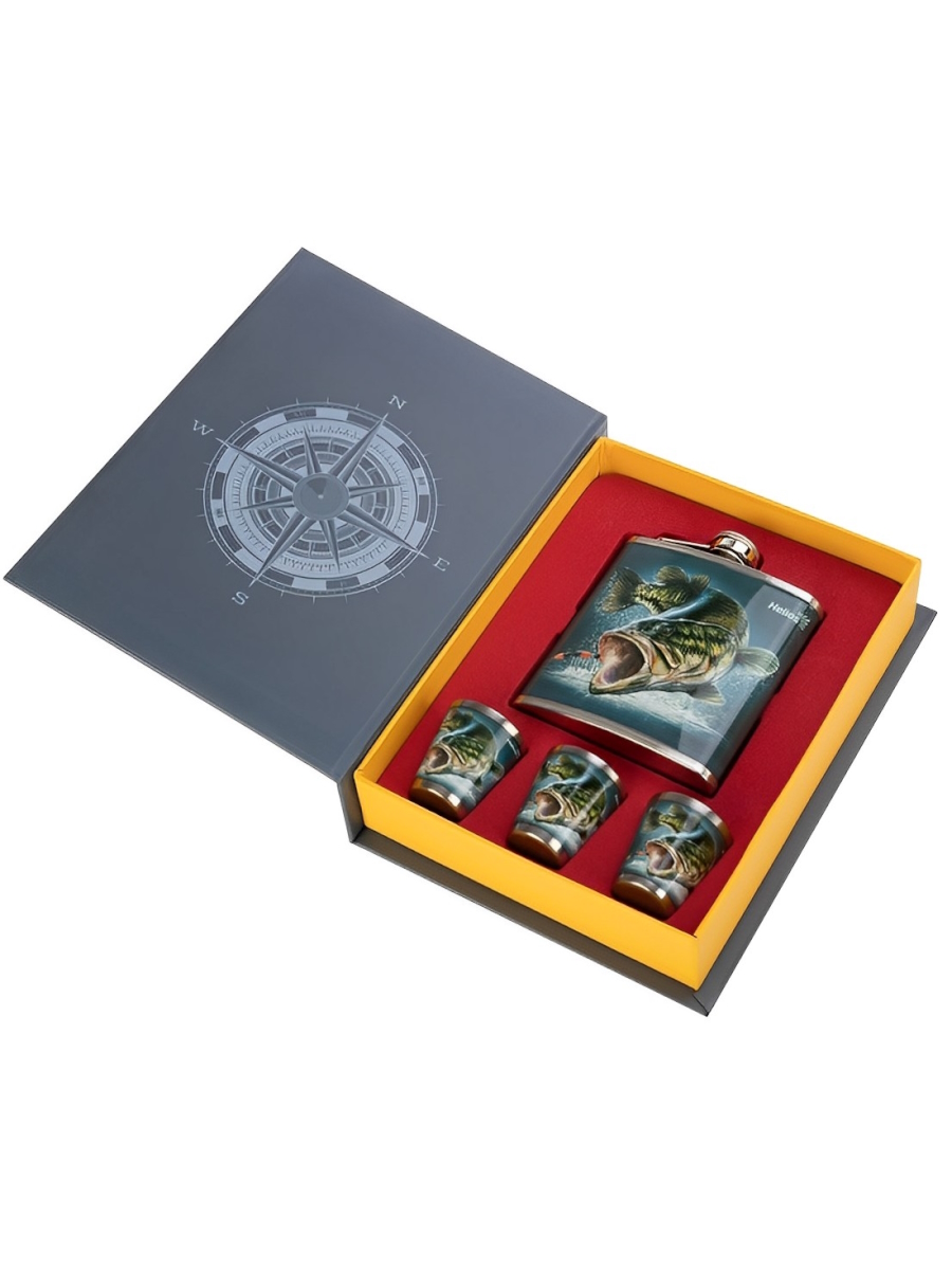 Набор Книга рыбака (фляжка 210 мл + 3 стопки 50 мл) 