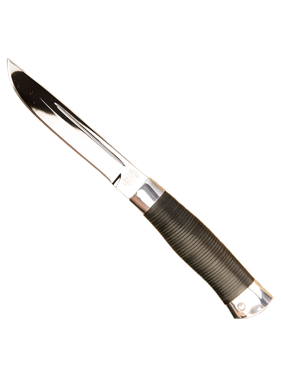 Нож туристич. Н85, ст.ЭИ-107, дюраль,кожа 